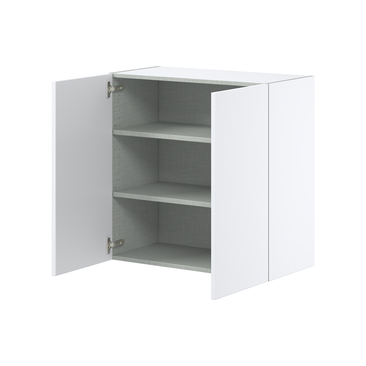 Lily Bright White  Slab Assembled Wall  Cabinet with 2 Full High Doors (30 in. W x 30 in. H x 14 in. D)