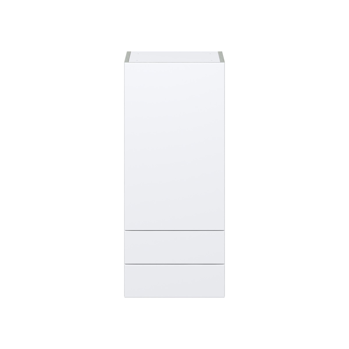 Lily Bright White  Slab Assembled Wall  Cabinet with a Door and Two 5 in. Drawers (15 in. W x 35 in. H x 14 in. D)