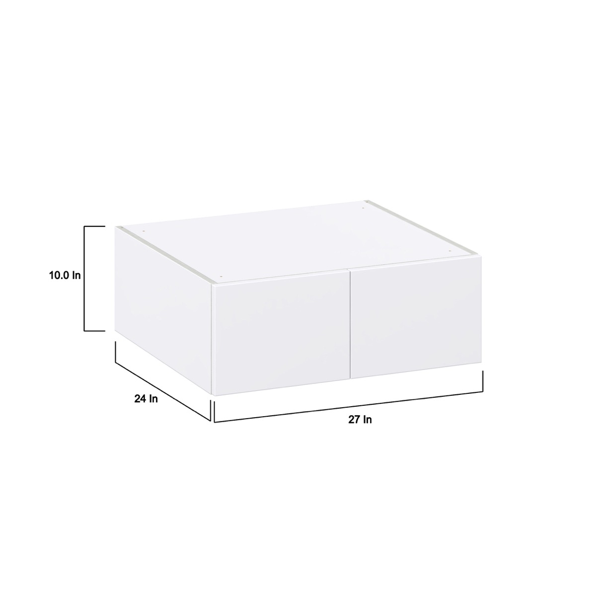 Lily Bright White  Slab Assembled Deep Wall Bridge  Cabinet (27 in. W X 10 in. H X 24 in. D)