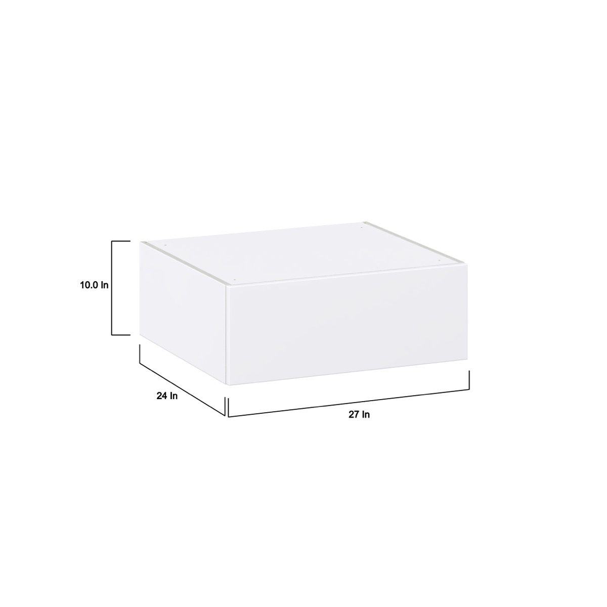 Lily Bright White  Slab Assembled Deep Wall Bridge  Cabinet with Lift Up Door (27 in. W X 10 in. H X 24 in. D)