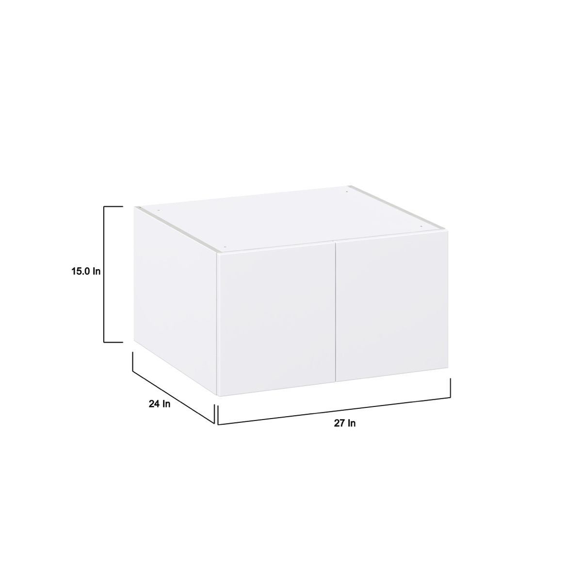 Lily Bright White  Slab Assembled Deep Wall Bridge  Cabinet (27 in. W X 15 in. H X 24 in. D)