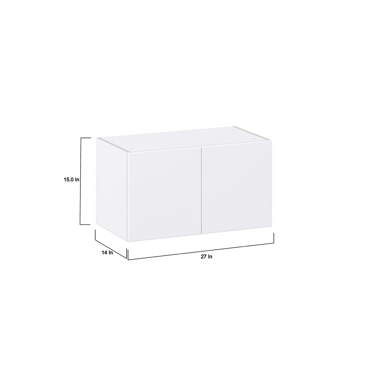 Lily Bright White  Slab Assembled Wall Bridge  Cabinet (30 in. W X 15 in. H X 14 in. D)