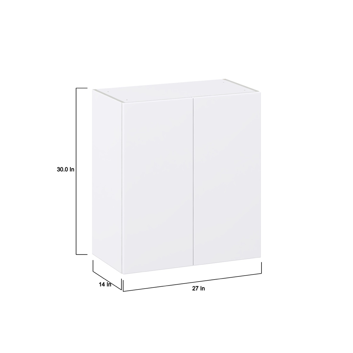 Lily Bright White  Slab Assembled Wall  Cabinet (27 in. W X 30 in. H X 14 in. D)