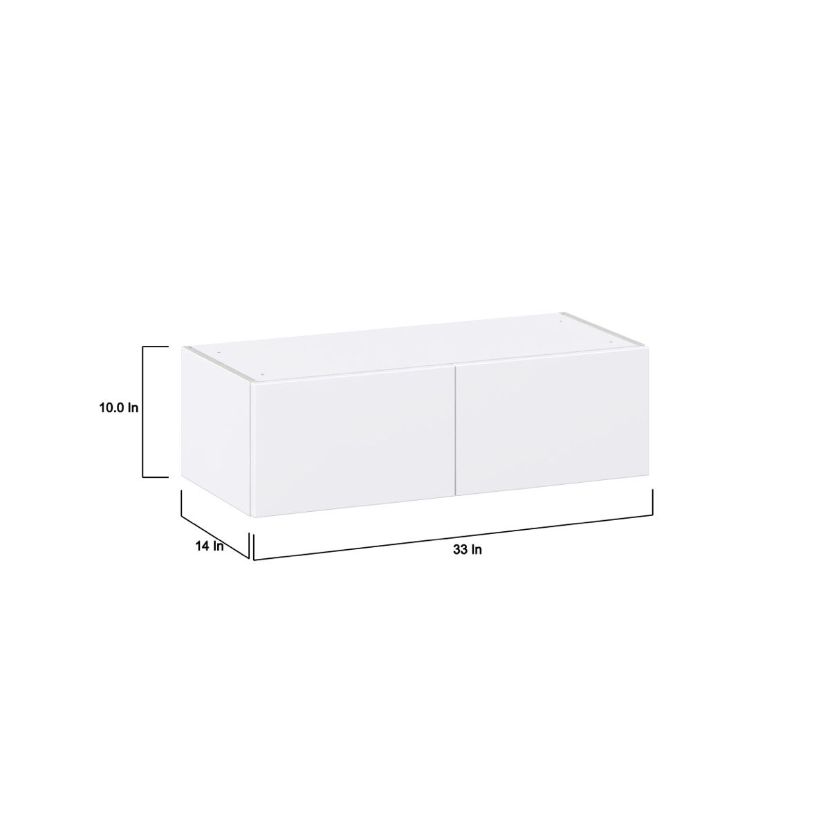 Lily Bright White  Slab Assembled Wall Bridge  Cabinet (33 in. W X 10 in. H X 14 in. D)