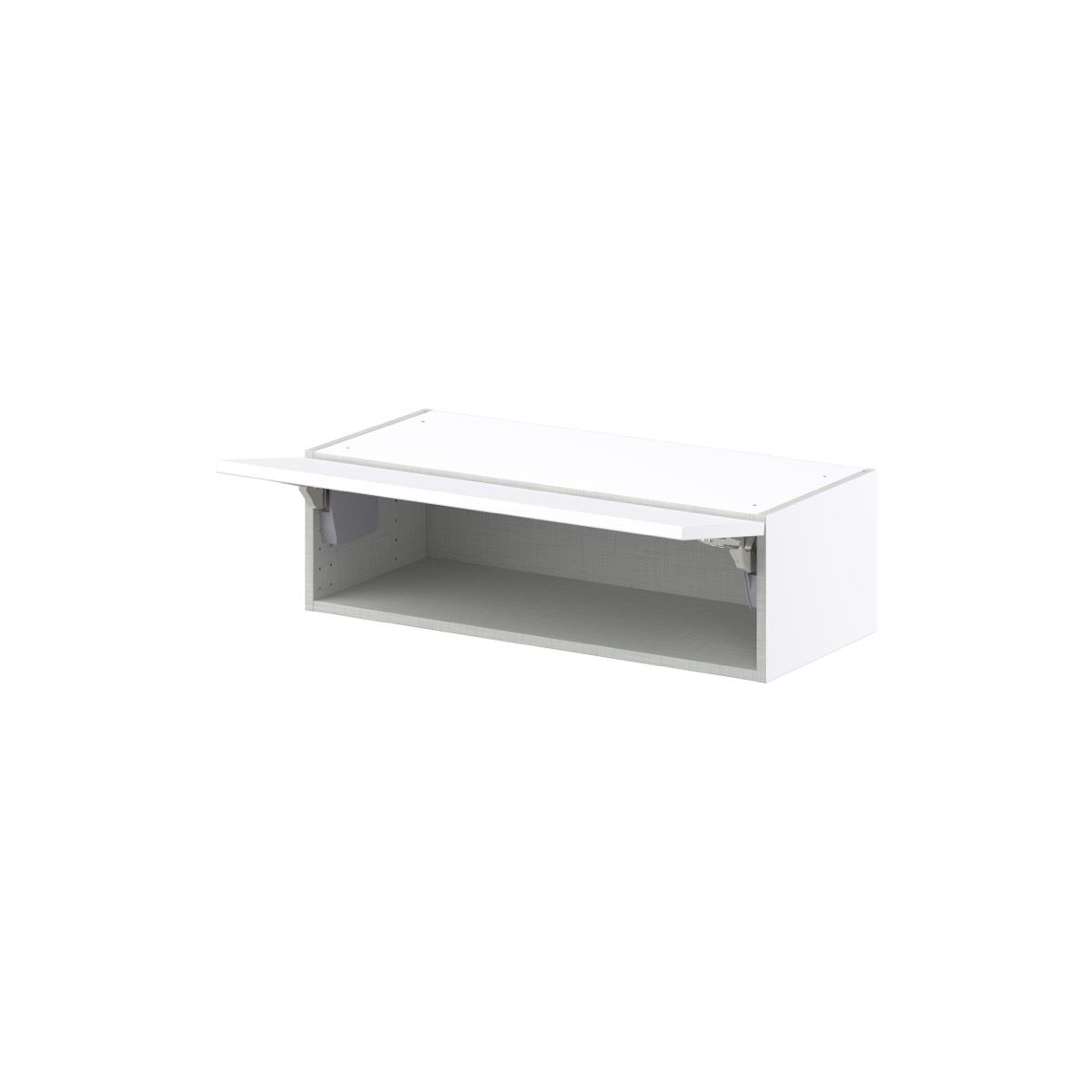 Lily Bright White  Slab Assembled Wall Bridge  Cabinet with Lift Up Door (33 in. W X 10 in. H X 14 in. D)