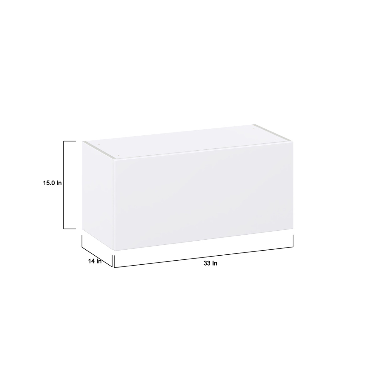 Lily Bright White  Slab Assembled Wall Bridge  Cabinet with Lift Up Door (33 in. W X 15 in. H X 14 in. D)