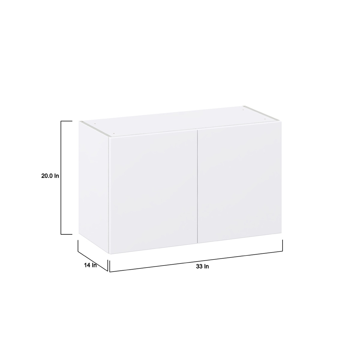 Lily Bright White  Slab Assembled Wall Bridge  Cabinet (33 in. W X 20 in. H X 14 in. D)