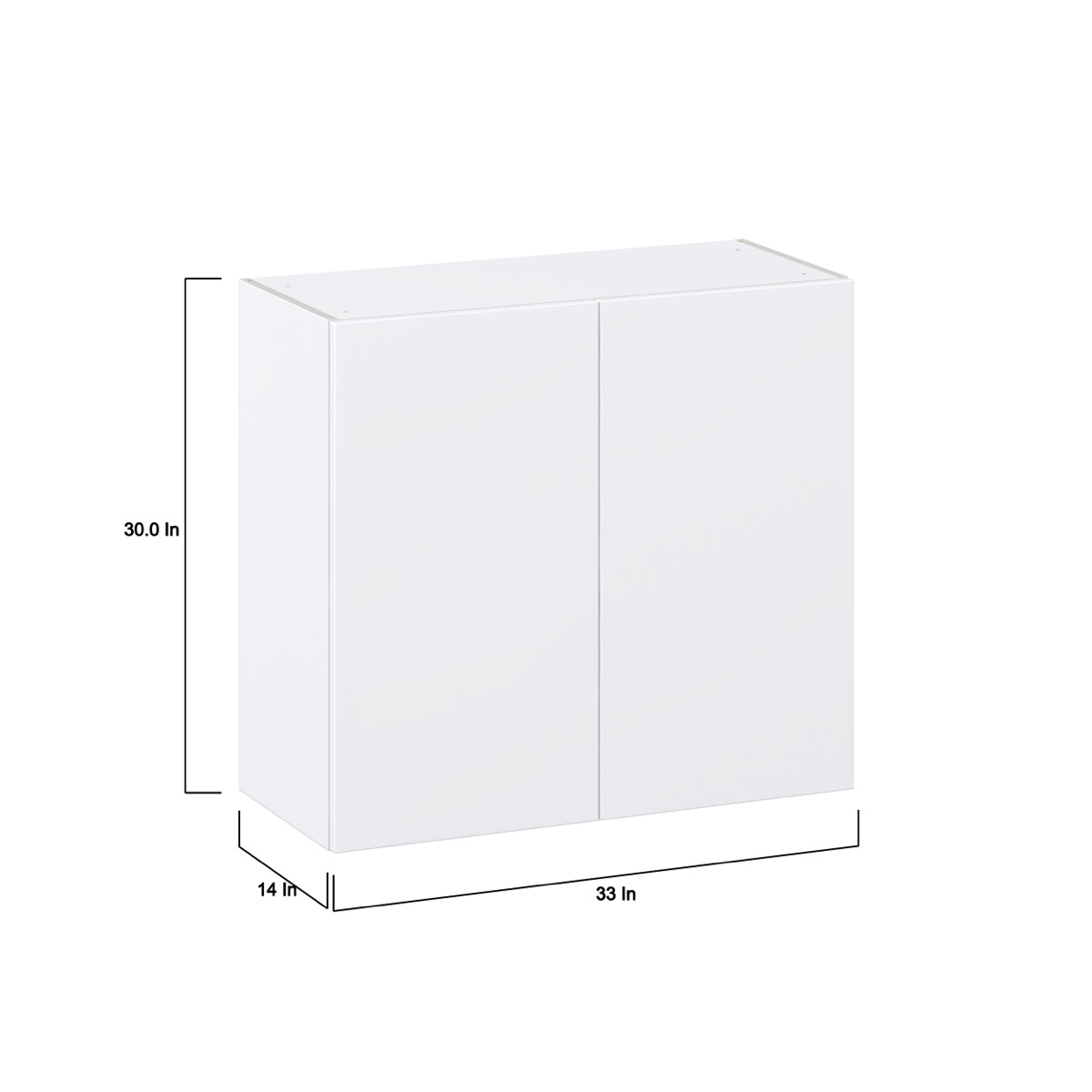 Lily Bright White  Slab Assembled Wall  Cabinet (33 in. W X 30 in. H X 14 in. D)