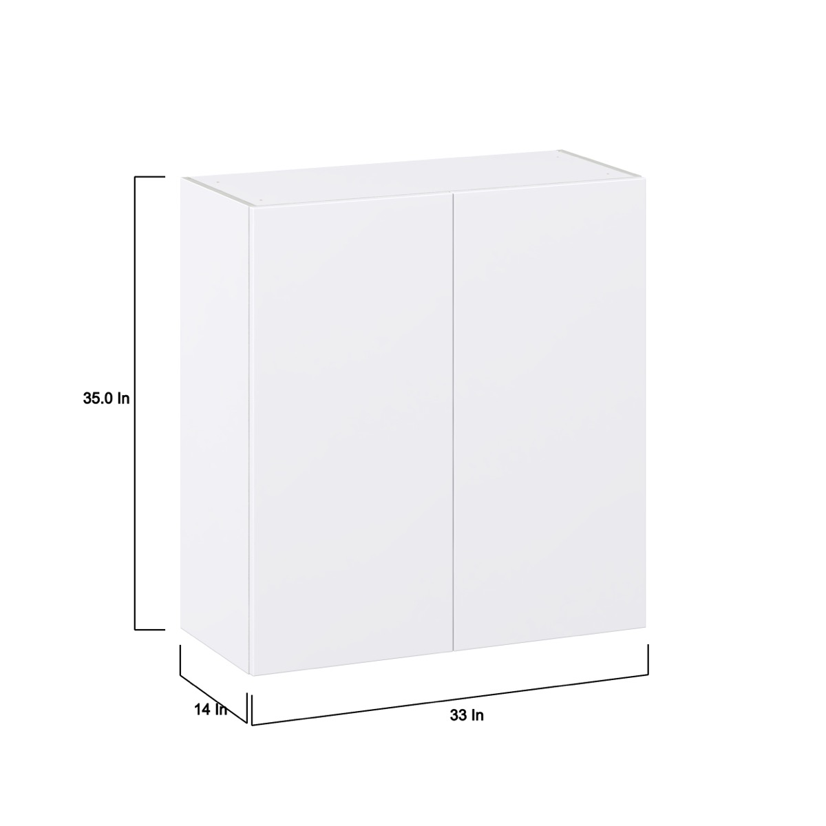 Lily Bright White  Slab Assembled Wall  Cabinet (33 in. W X 35 in. H X 14 in. D)