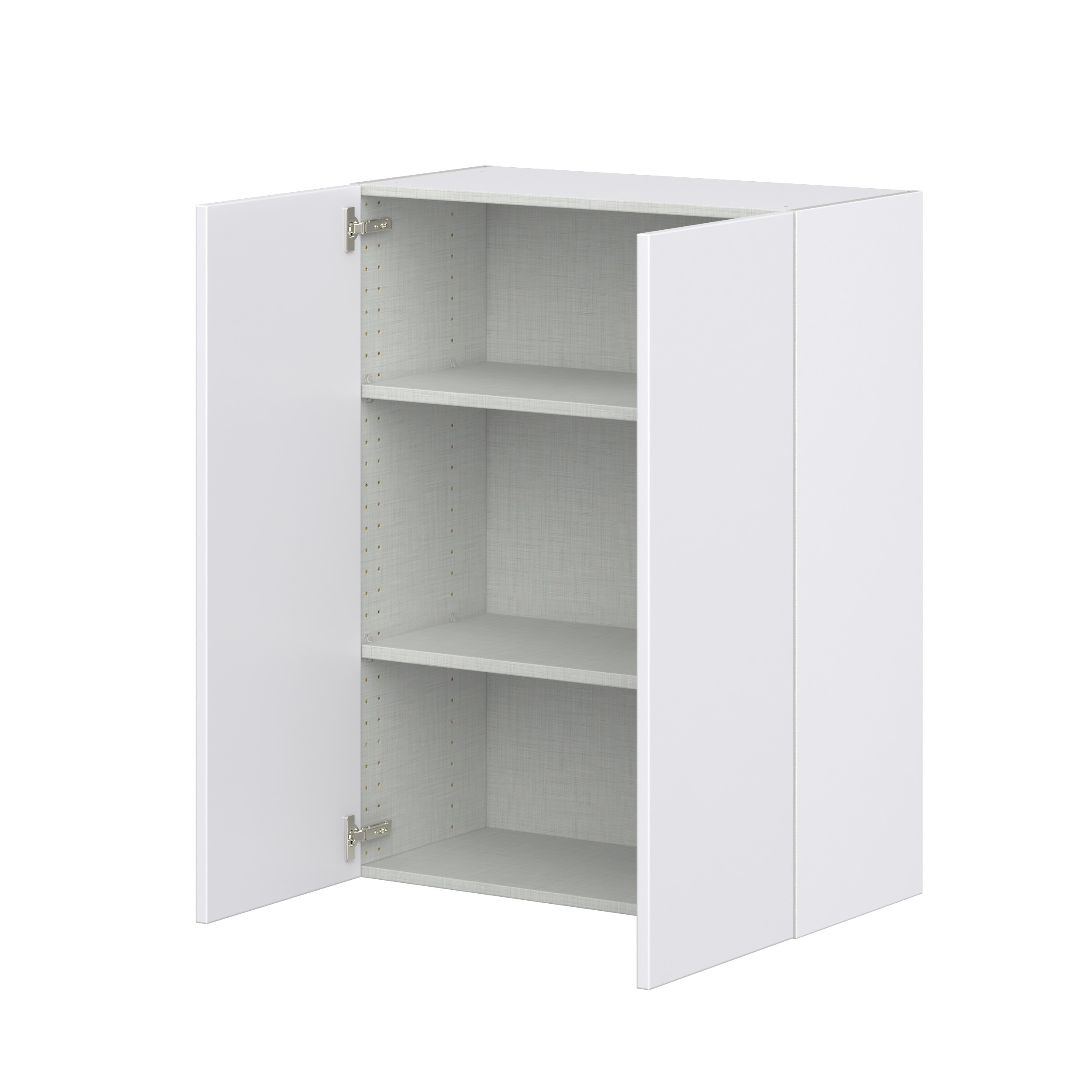 Lily Bright White Slab Assembled Wall Cabinet with 2 Full High Doors (30 in. W x 40 in. H x 14 in. D)