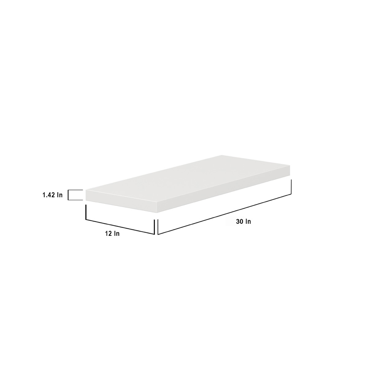 30 in. W X 1.5 in. H X 12 in. D  Bright White Floating Shelf with Mounting Bracket