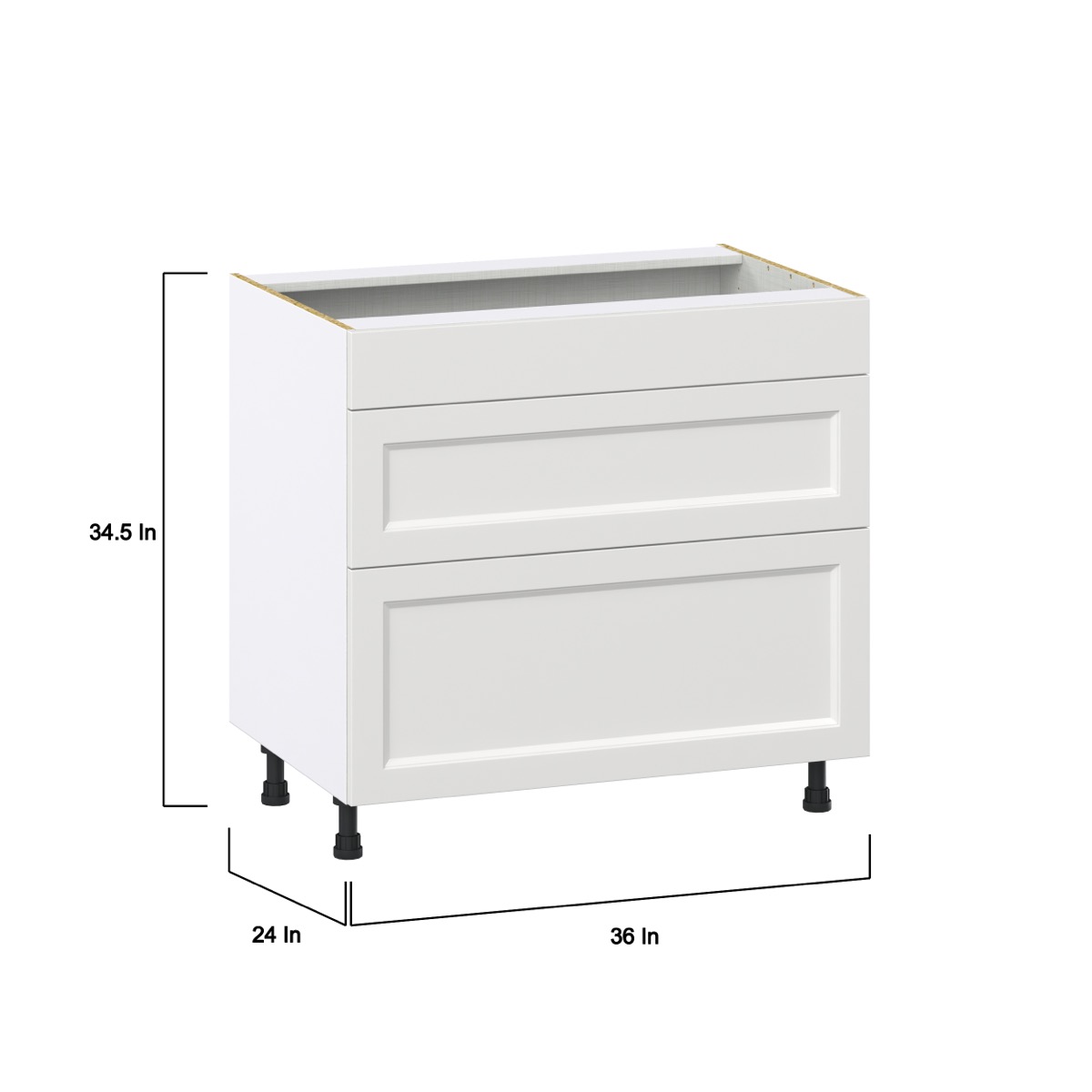 Magnolia Painted Bright White Recessed Assembled Cooktop Base Cabinet with Drawers and False Front (36 in. W x 34.5 in. H x 24 in. D)