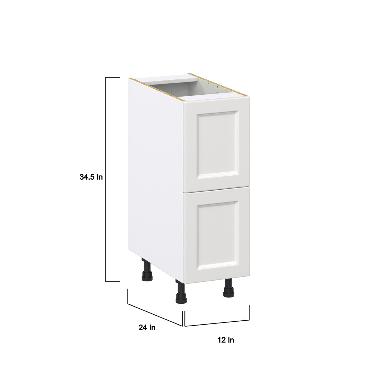 Magnolia Painted Bright White Recessed Assembled Base Cabinet with 2 Drawers (12 in. W X 34.5 in. H X 24 in. D)