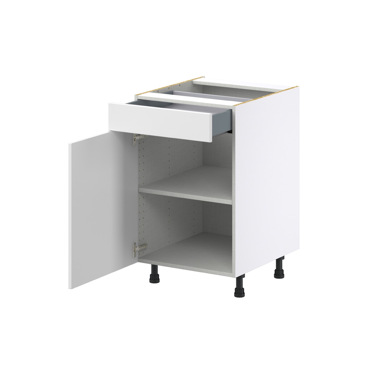 Magnolia Painted Bright White Recessed Assembled Base Cabinet with a Door and a Drawer (21 in. W X 34.5 in. H X 24 in. D)