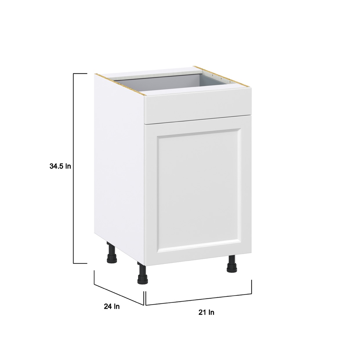 Magnolia Painted Bright White Recessed Assembled Base Cabinet with a Door and a Drawer (21 in. W X 34.5 in. H X 24 in. D)