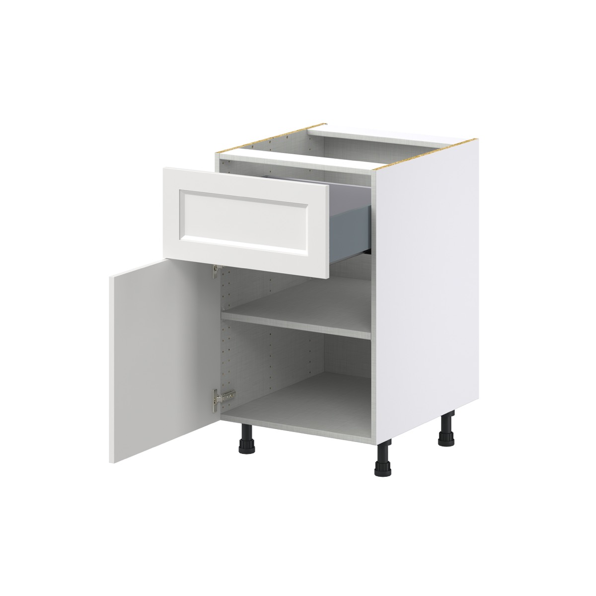 Magnolia Painted Bright White Recessed Assembled Base Cabinet with 1 Door and a 10 in. Drawer (21 in. W X 34.5 in. H X 24 in. D)