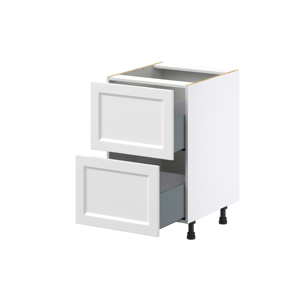 Magnolia Painted Bright White Recessed Assembled Base Cabinet with 2 Drawers (21 in. W X 34.5 in. H X 24 in. D)