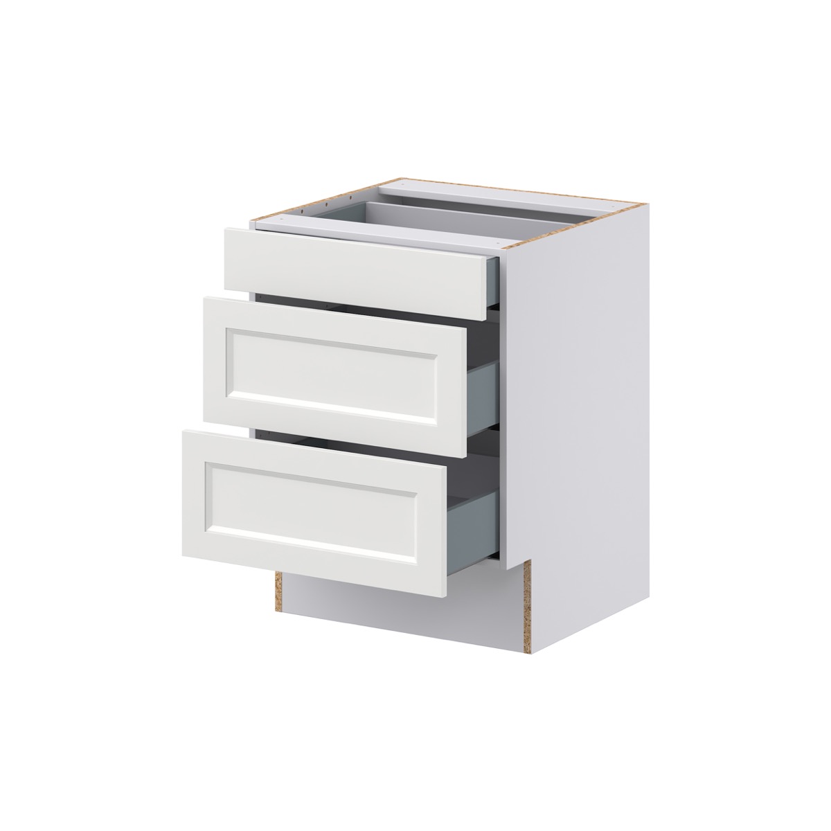 Magnolia Painted Bright White Recessed Assembled 24 in. W x 32.5 in. H x 24 in. D ADA Drawer Base Cabinet with 3 Drawers