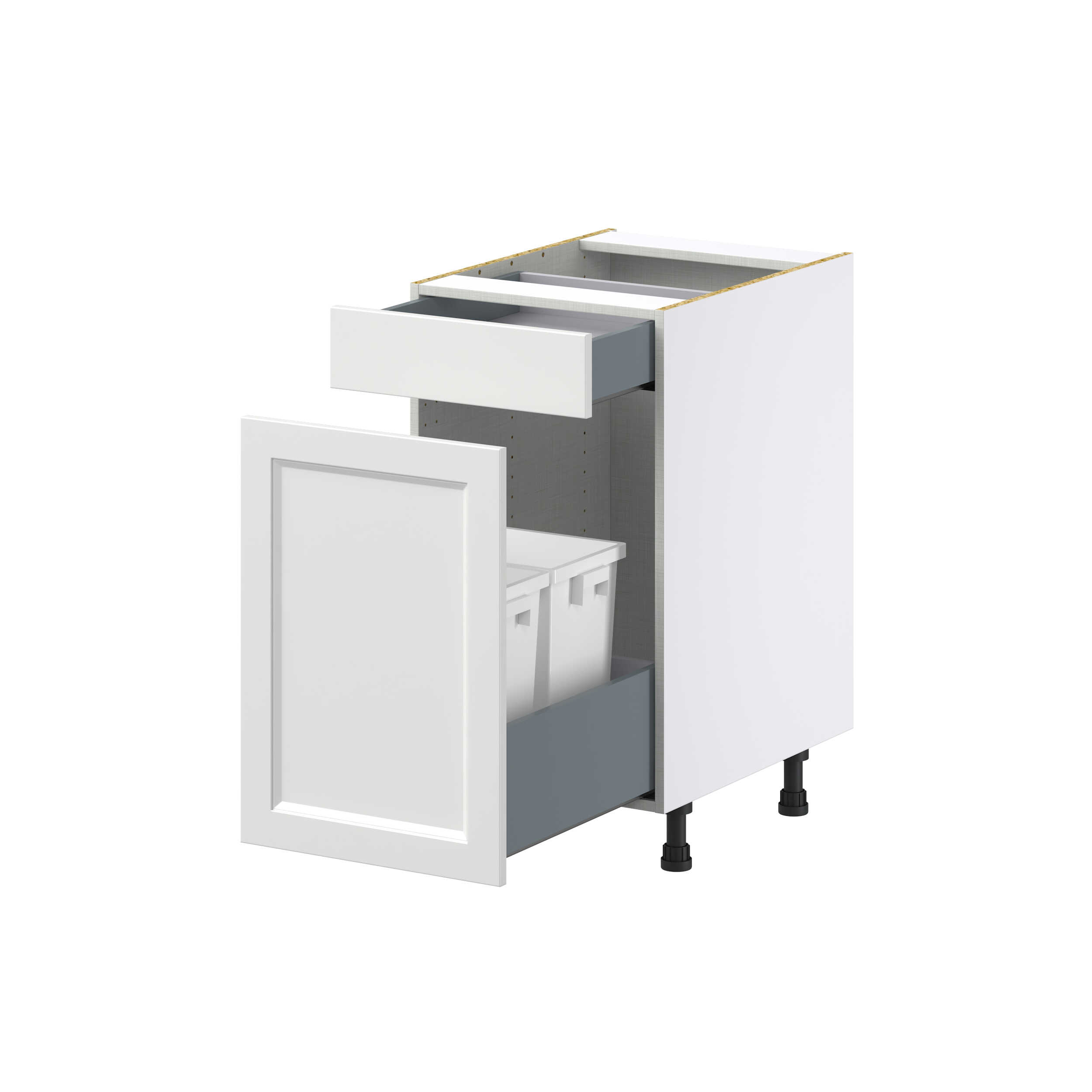 Magnolia Painted Bright White Recessed Assembled Base Cabinet With a Pull Out (18 in. W x 34.5 in. H x 24 in. D)