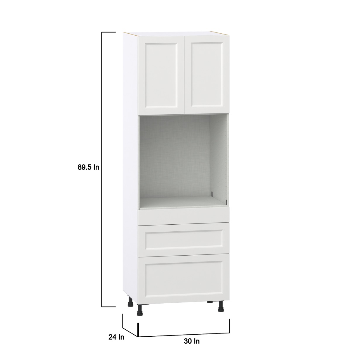 Magnolia Painted Bright White Recessed Assembled Single Oven  Cabinet with Drawers (30 in. W x 89.5 in. H x 24 in. D)