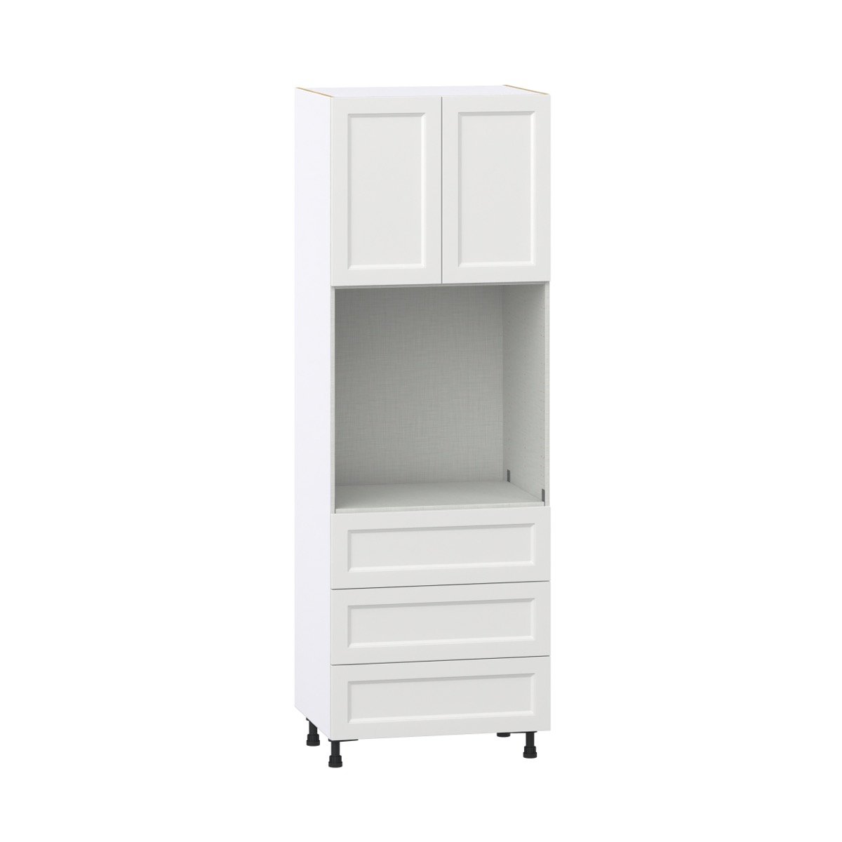 Magnolia Painted Bright White Recessed Assembled Pantry Single Oven Cabinet with 3 Even Drawers (30 in. W X 89.5 in. H X 24 in. D)