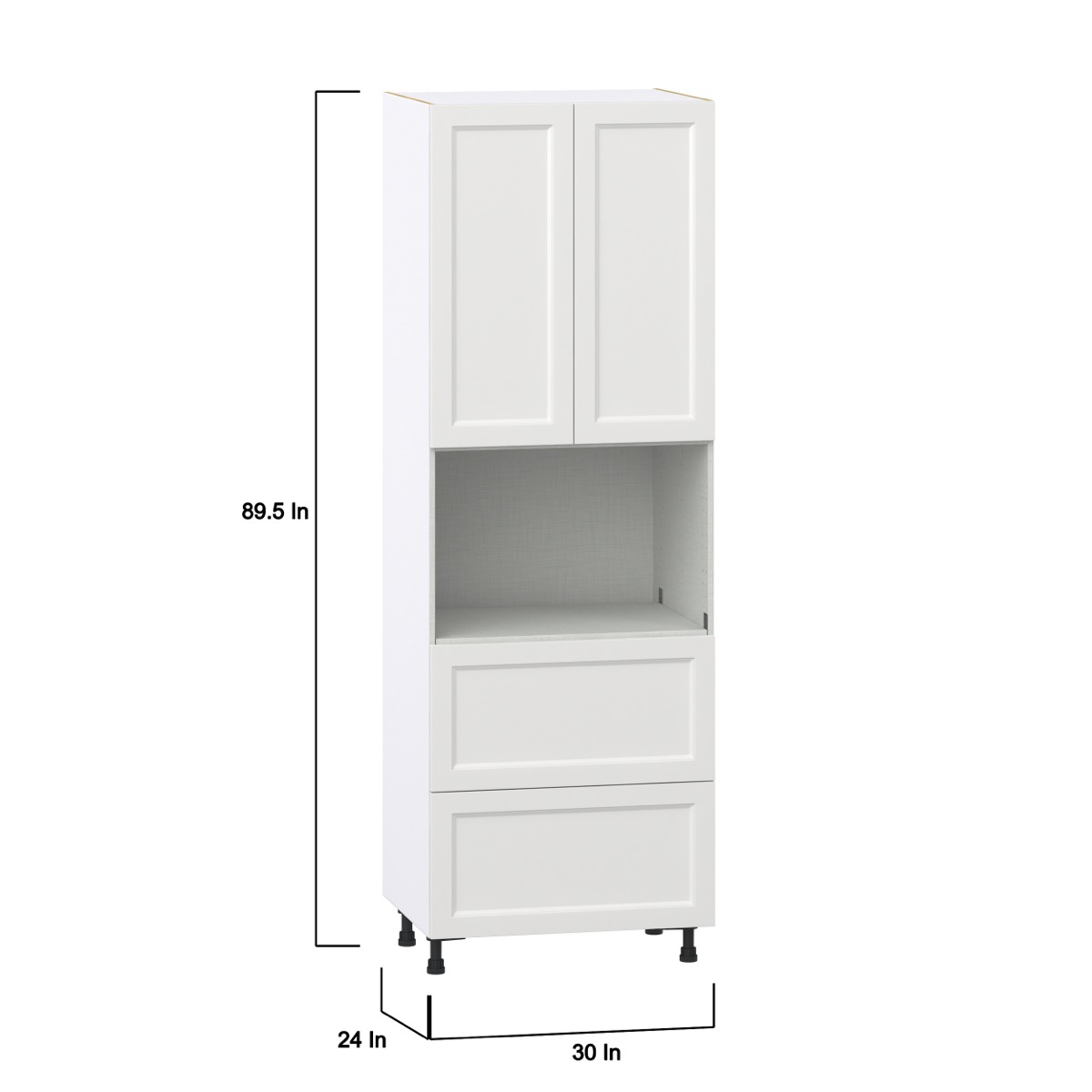 Magnolia Painted Bright White Recessed Assembled Pantry Microwave  Cabinet with 2 Drawers (30 in. W x 89.5 in. H x 24 in. D)