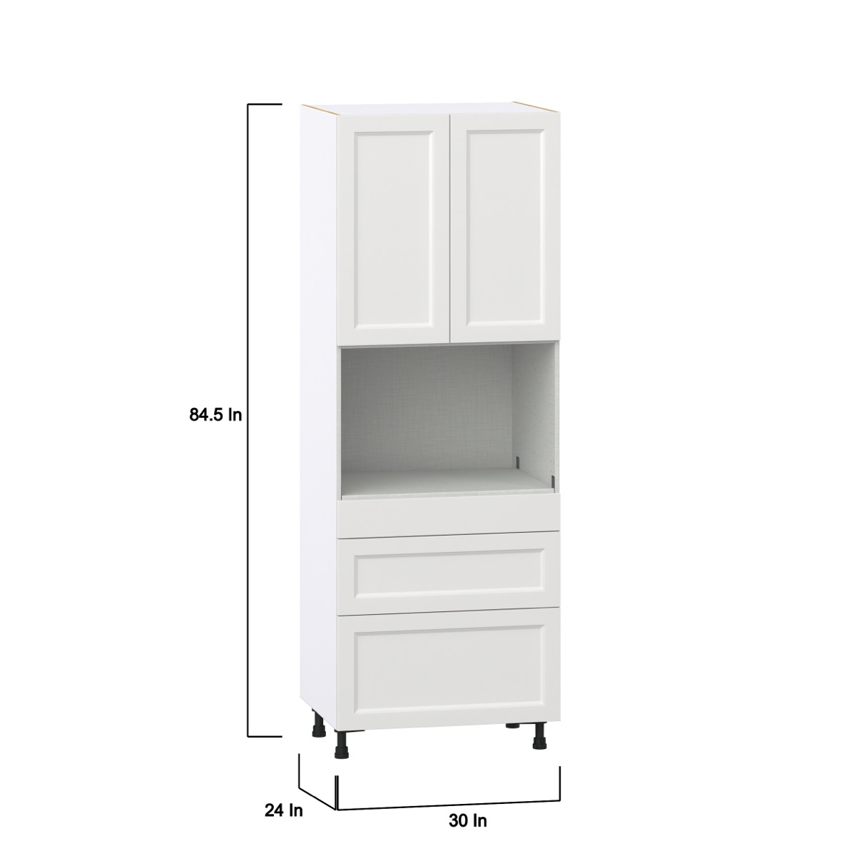 Magnolia Painted Bright White Recessed Assembled Pantry Micro/Oven  Cabinet with 3 Drawers (30 in. W x 84.5 in. H x 24 in. D)