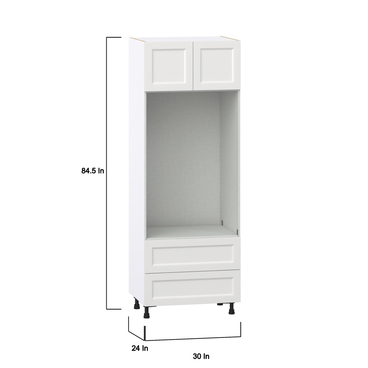 Magnolia Painted Bright White Recessed Assembled Pantry Micro/Oven Combo  Cabinet with 2 Drawers  (30 in. W x 84.5 in. H x 24 in. D)