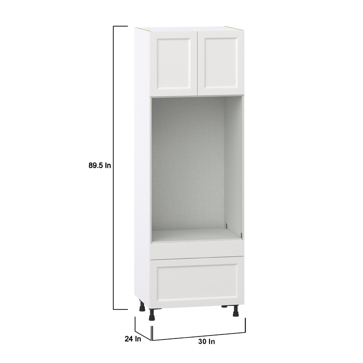 Magnolia Painted Bright White Recessed Assembled Pantry Microwave/Oven Cabinet with 2 Drawers (30 in. W X 89.5 in. H X 24 in. D)