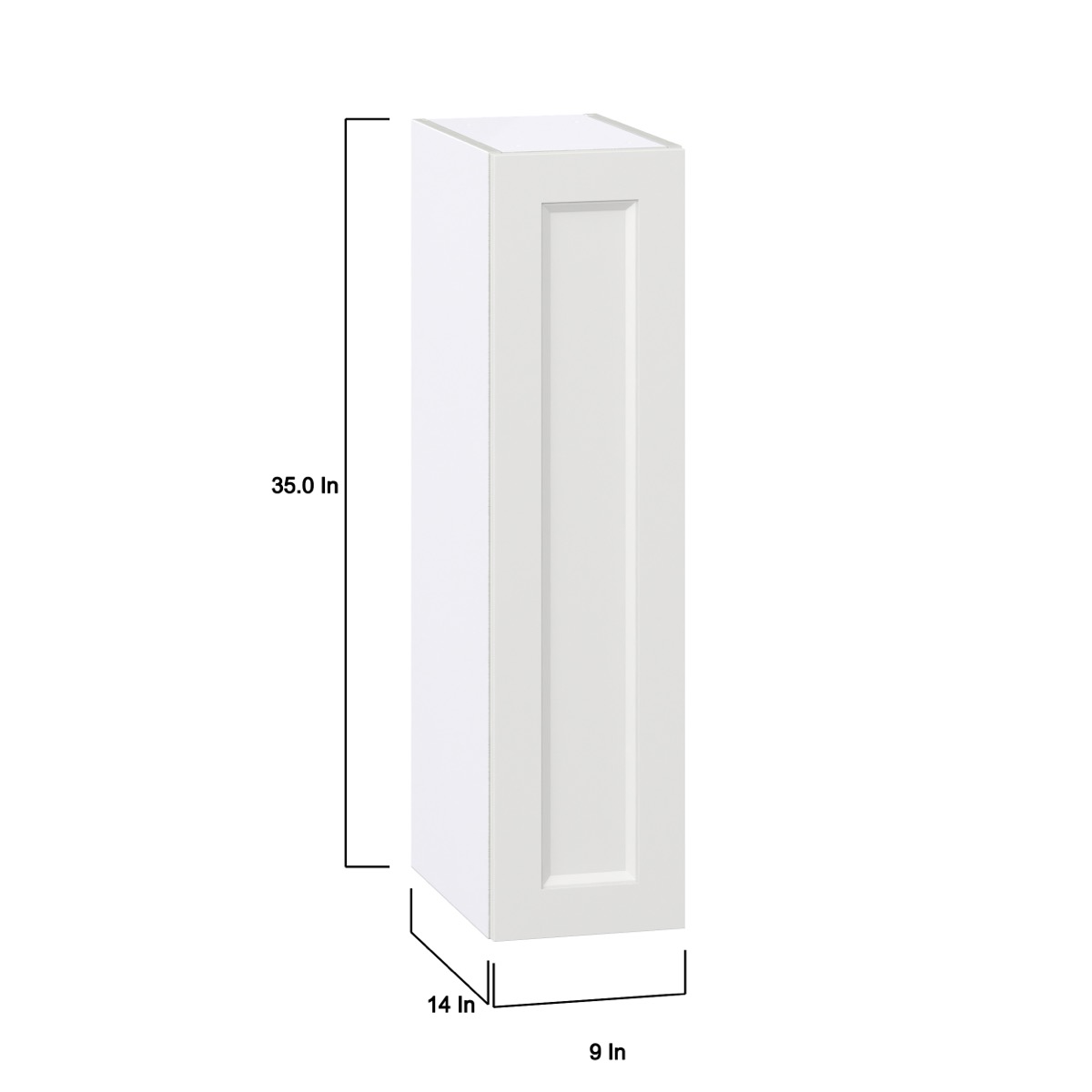 Magnolia Painted Bright White Recessed Assembled Wall  Cabinet with Full High Door (9 in. W x 35 in. H x 14 in. D)