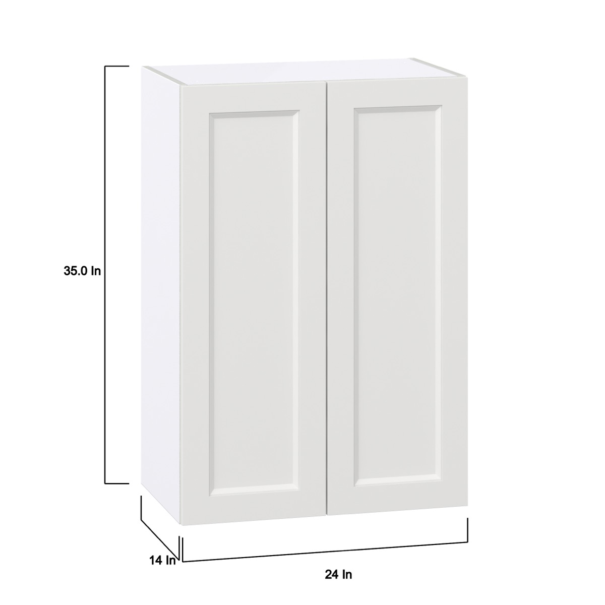 Magnolia Painted Bright White Recessed Assembled Wall  Cabinet with 2 Full High Doors (24 in. W x 35 in. H x 14 in. D)