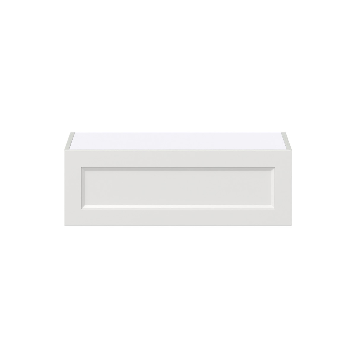 Magnolia Painted Bright White Recessed Assembled Wall Bridge Cabinet with Lift Up Door (30 in. W X 10 in. H X 14 in. D)