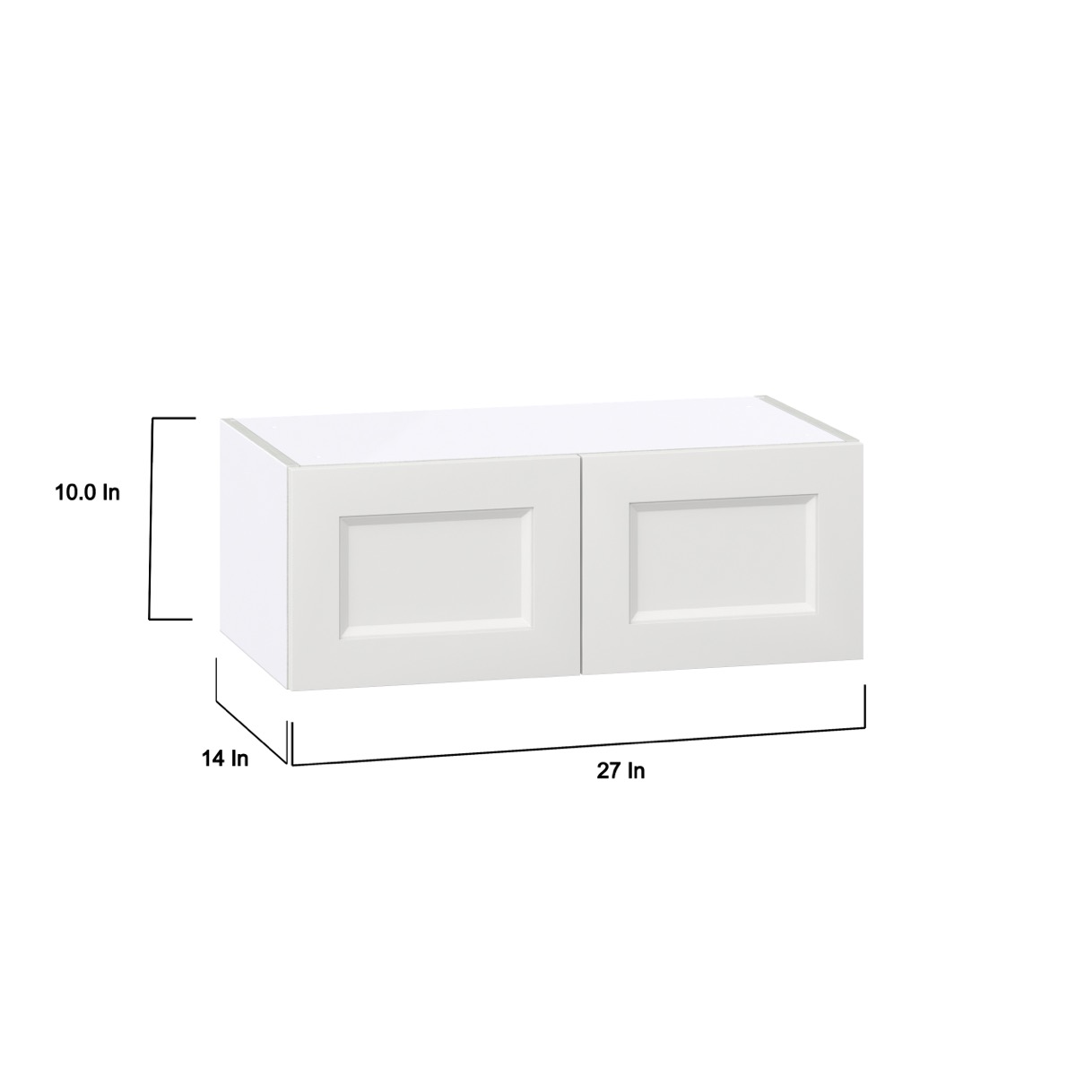 Magnolia Painted Bright White Recessed Assembled Wall Bridge Cabinet (27 in. W X 10 in. H X 14 in. D)