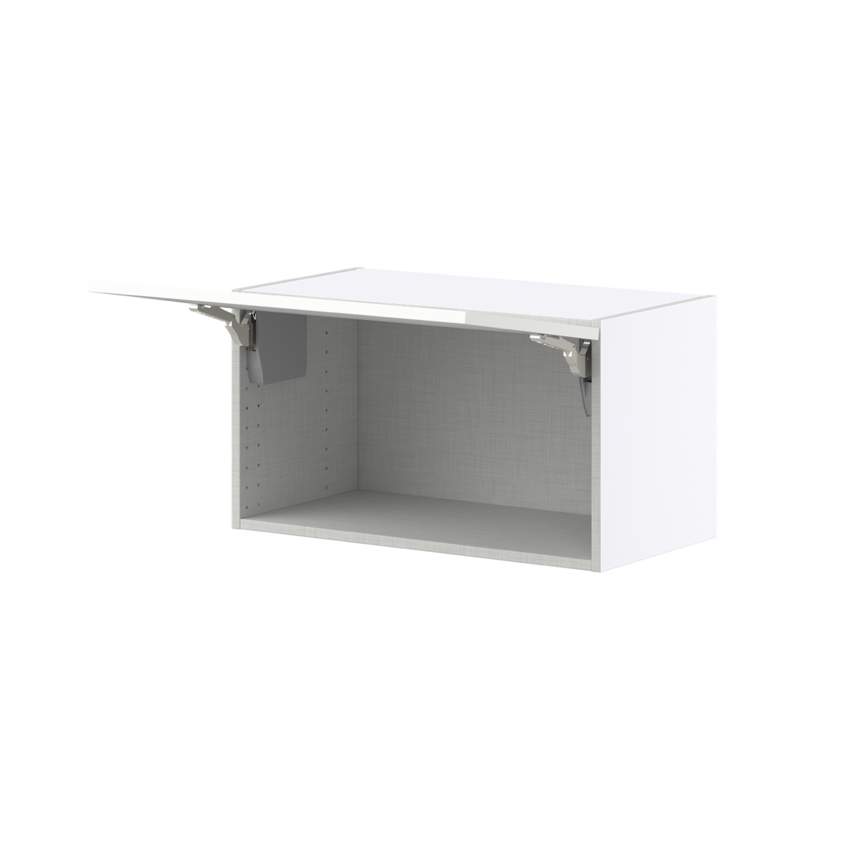 Magnolia Painted Bright White Recessed Assembled Wall Bridge Cabinet with Lift Up Door (27 in. W X 15 in. H X 14 in. D)