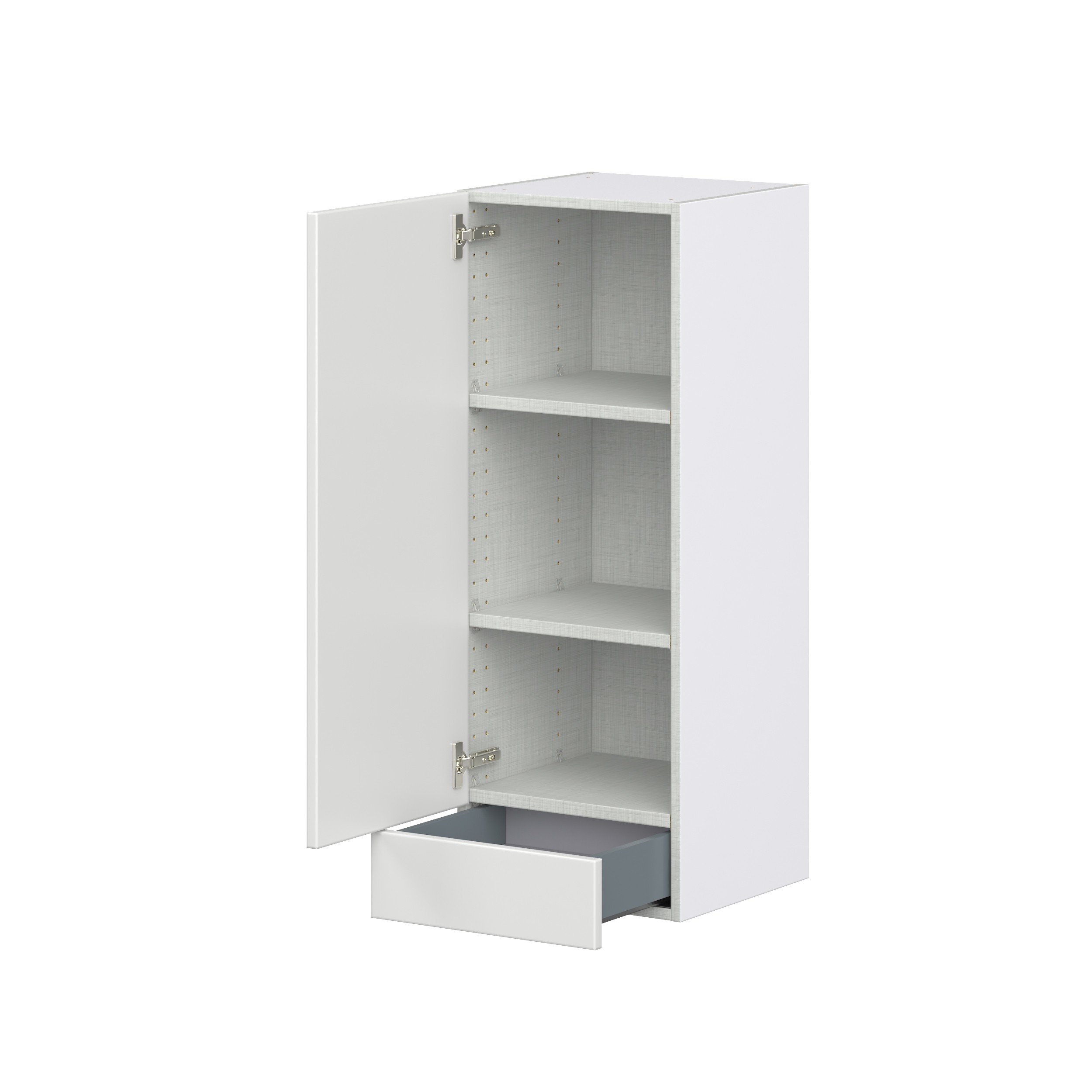 Magnolia Painted Bright White Recessed Assembled Wall Cabinet with a Door and a 5 in. Drawer (15 in. W x 40 in. H x 14 in. D)