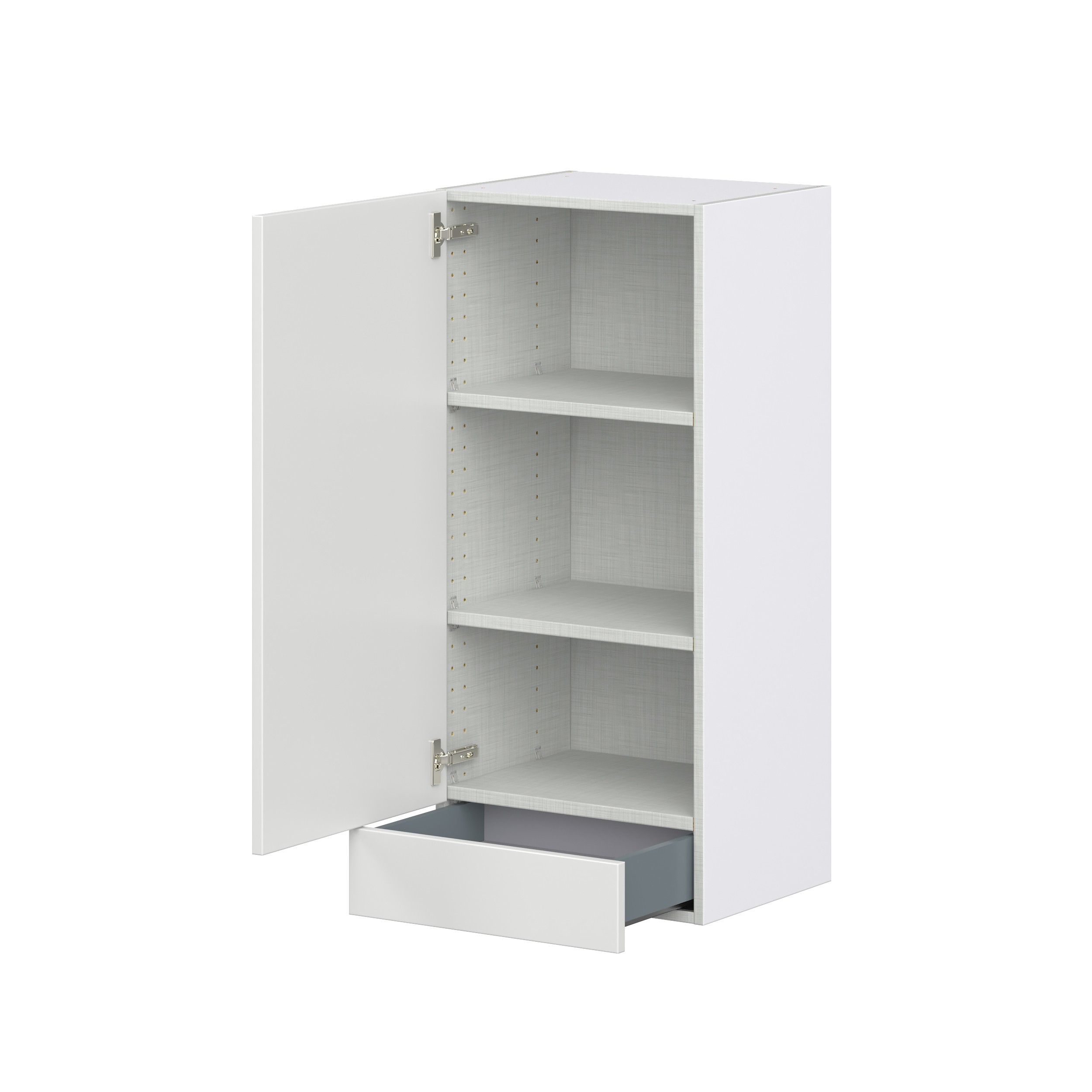 Magnolia Painted Bright White Recessed Assembled Wall Cabinet with a Door and a 5 in. Drawer (18 in. W x 40 in. H x 14 in. D)