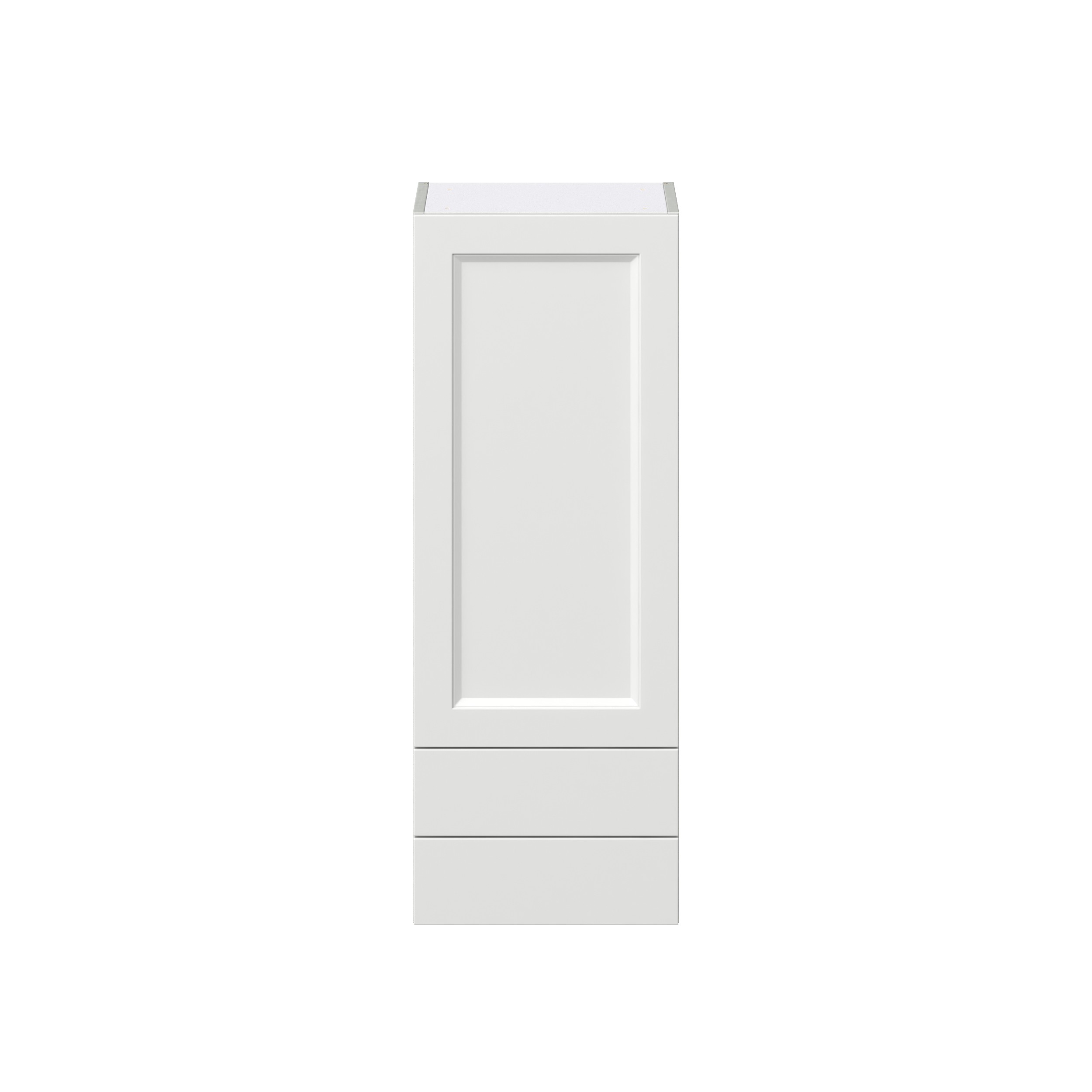 Magnolia Painted Bright White Recessed Assembled Wall Cabinet with a Door and Two 5 in. Drawers (15 in. W x 40 in. H x 14 in. D)