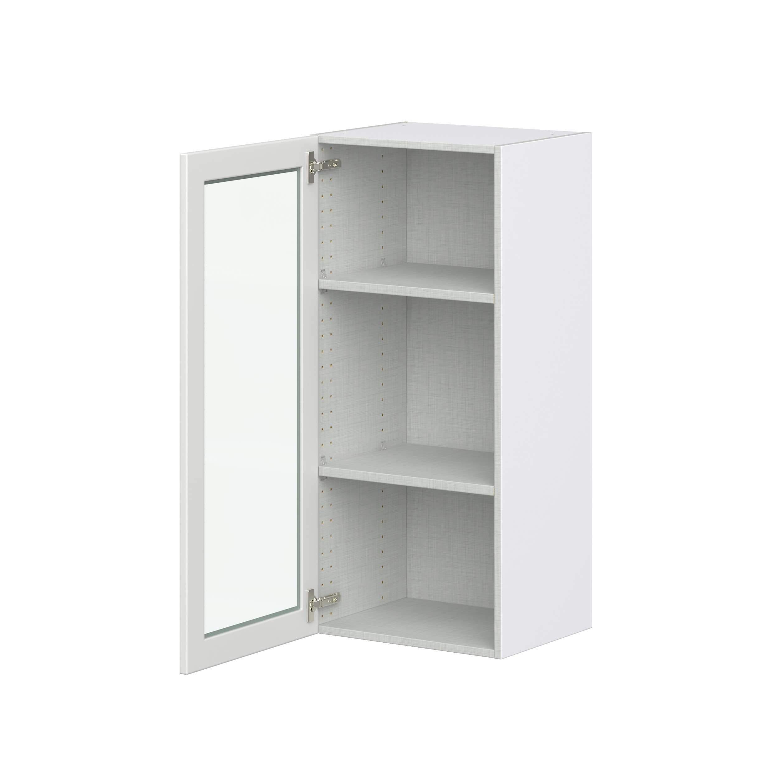 Magnolia Painted Bright White Recessed Assembled Wall Cabinet with a Full High Glass Door (18 in. W x 40 in. H x 14 in. D)