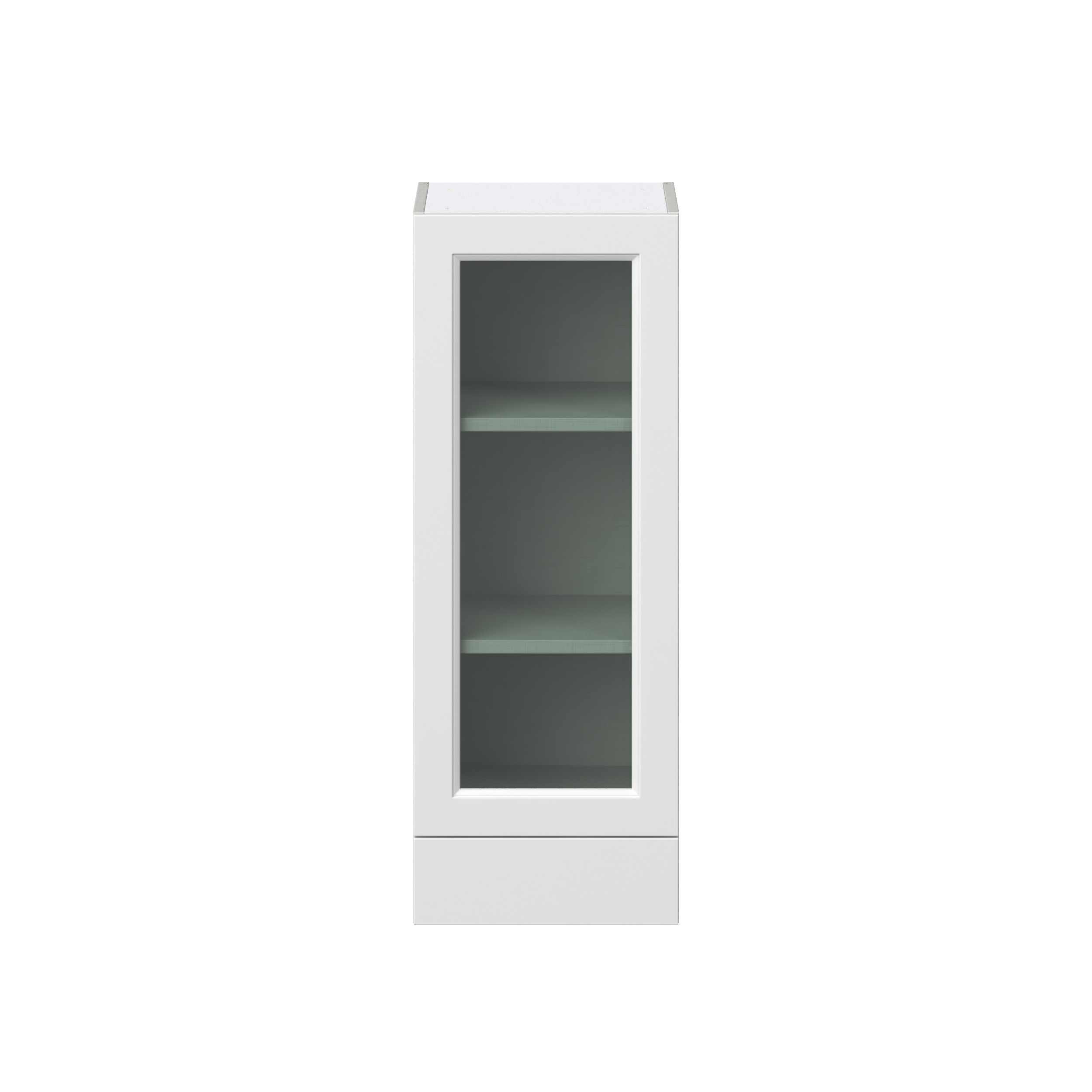 Magnolia Painted Bright White Recessed Assembled Wall Cabinet with a Glass Door and a 5 in. Drawer (15 in. W x 40 in. H x 14 in. D)