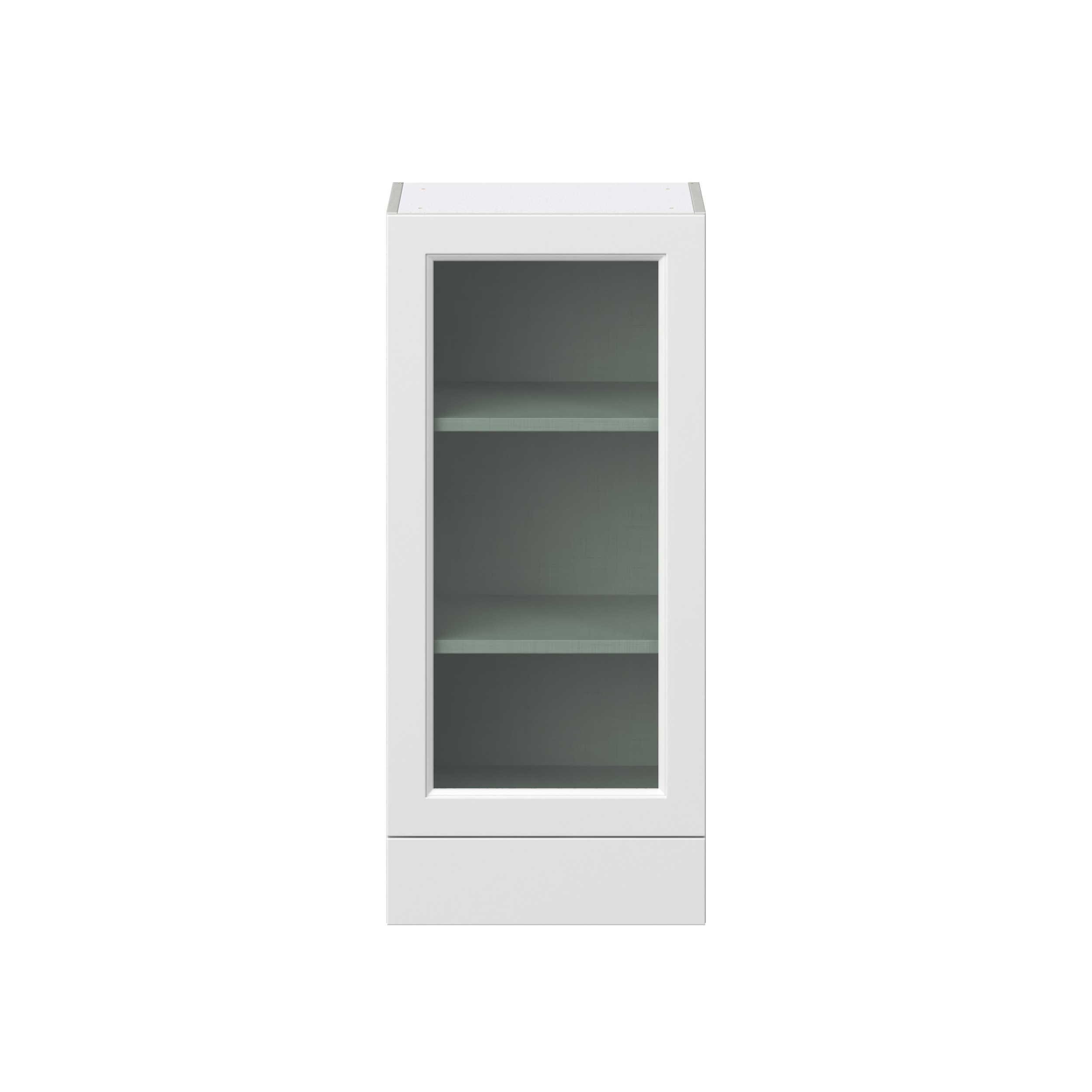 Magnolia Painted Bright White Recessed Assembled Wall Cabinet with a Glass Door and a 5 in. Drawer (18 in. W x 40 in. H x 14 in. D)