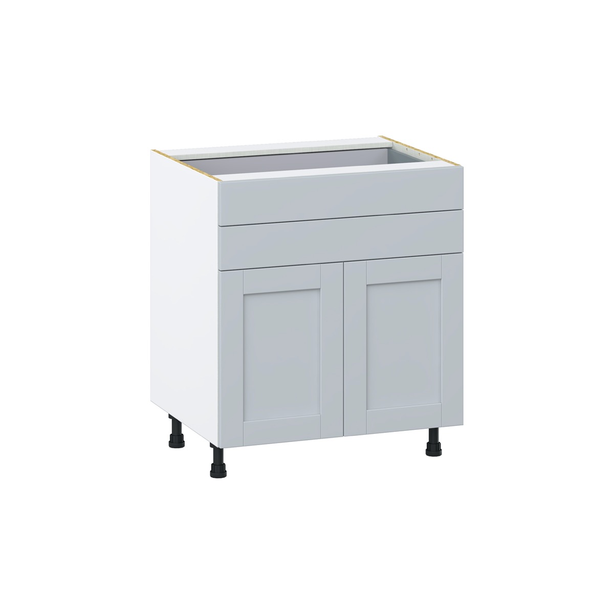 Sea Holly Light Gray  Shaker Assembled Base Cabinet with Two Doors and Two 5 in. Drawers (30 in. W x 34.5 in. H x 24 in. D)