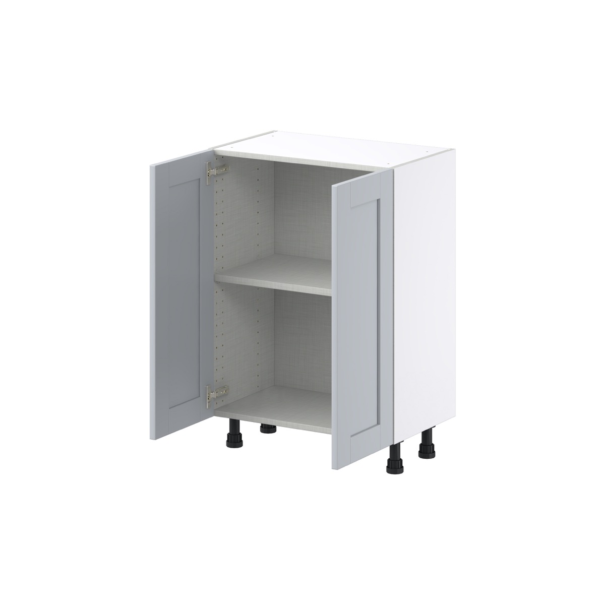 Sea Holly Light Gray  Shaker Assembled Shallow Base Cabinet with 2 Full High Doors (24 in. W x 34.5 in. H x 14 in. D)