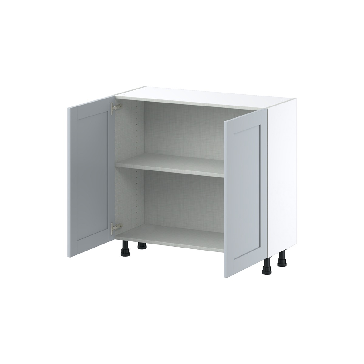 Sea Holly Light Gray  Shaker Assembled Shallow Base Cabinet with 2 Full High Doors (36 in. W x 34.5 in. H x 14 in. D)