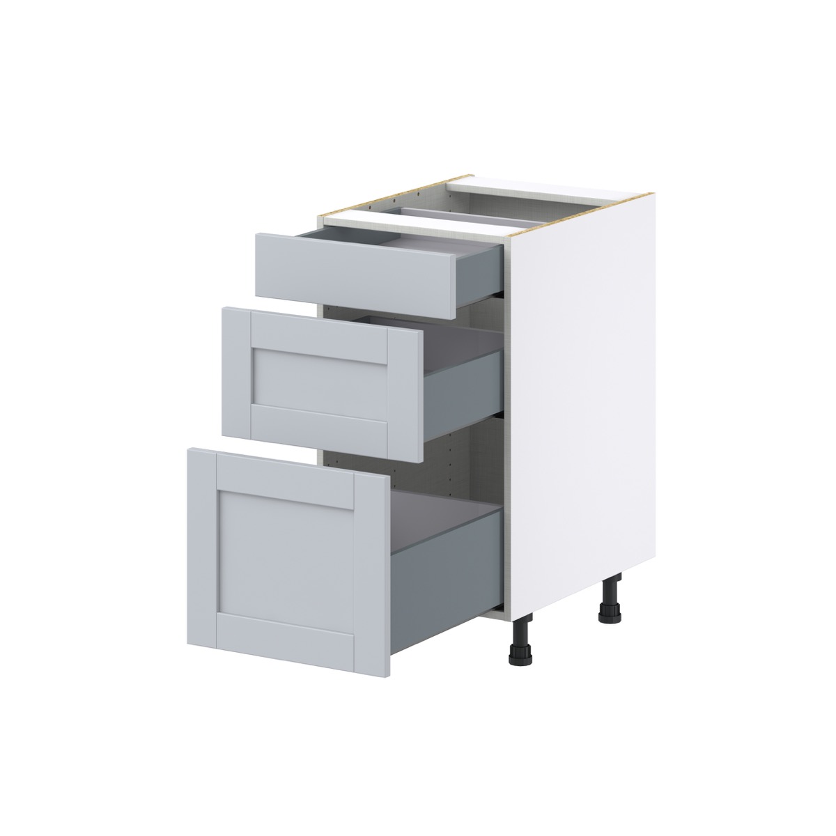 Sea Holly Light Gray  Shaker Assembled Base Cabinet with 3 Drawers (18 in. W x 34.5 in. H x 24 in. D)