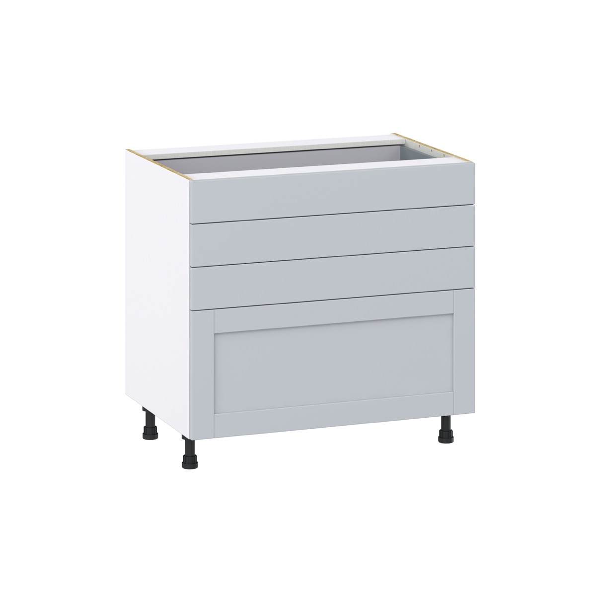 Sea Holly Light Gray  Shaker Assembled Base Cabinet with 4 Drawers (36 in. W x 34.5 in. H x 24 in. D)