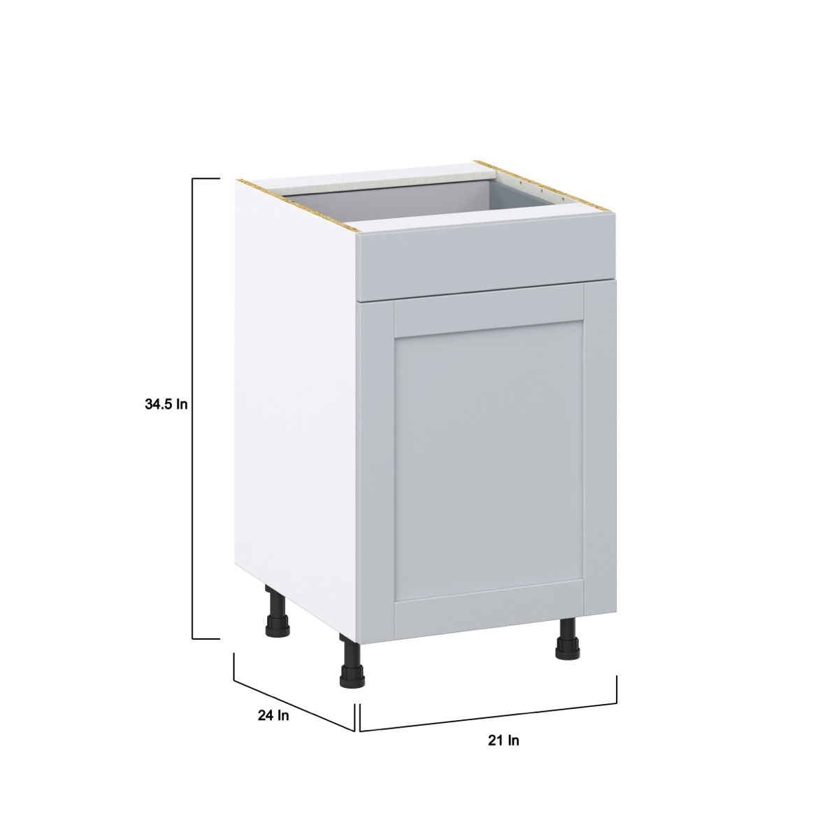 Sea Holly Light Gray  Shaker Assembled Base Cabinet with a Door and a Drawer (21 in. W X 34.5 in. H X 24 in. D)