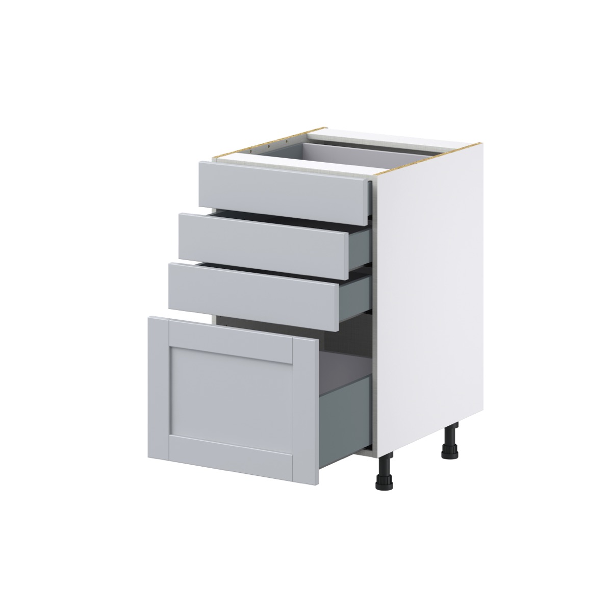 Sea Holly Light Gray  Shaker Assembled Base Cabinet with 4 Drawers (21 in. W X 34.5 in. H X 24 in. D)