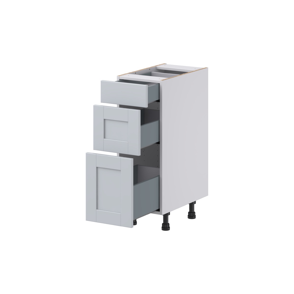 Sea Holly Light Gray Shaker Assembled 12 in. W x 34.5 in. H x 21 in. D Vanity Drawer Base Cabinet with 3 Drawers