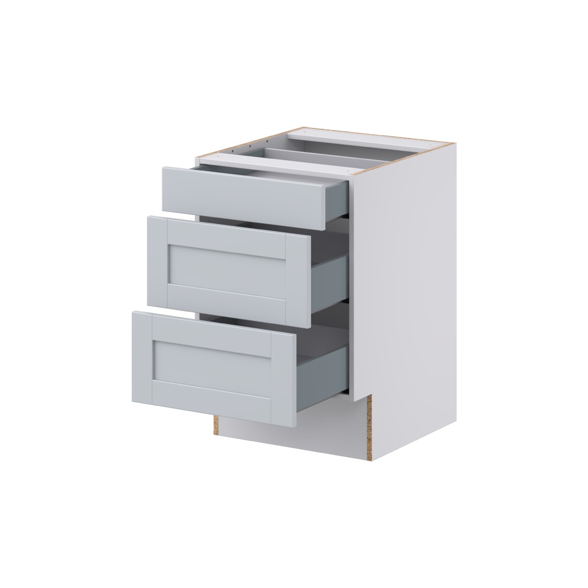 Sea Holly Light Gray Shaker Assembled 21 in. W x 32.5 in. H x 24 in. D ADA Drawer Base Cabinet with 3 Drawers