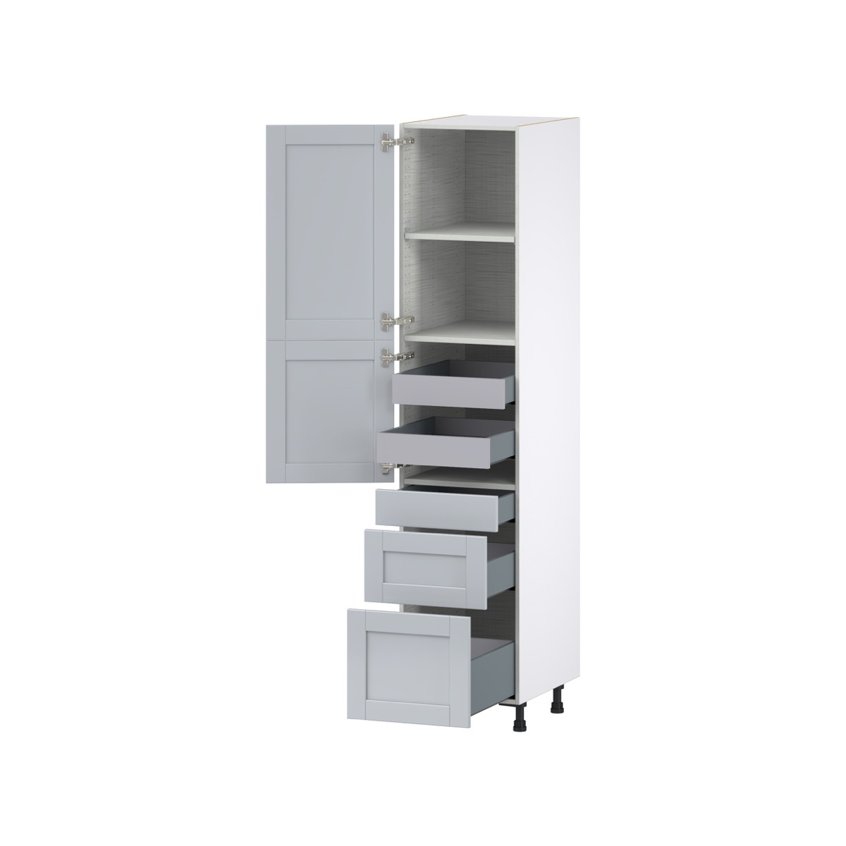 Sea Holly Light Gray  Shaker Assembled Pantry  Cabinet with 2 Inner Drawers (18 in. W x 84.5 in. H x 24 in. D)